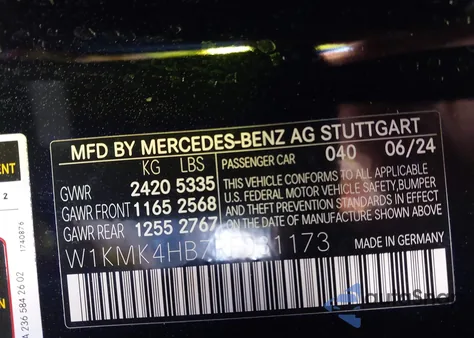 2024 Mercedes-Benz Cle 300 4Matic from USA, damaged, VIN W1KMK4HB7RF031173